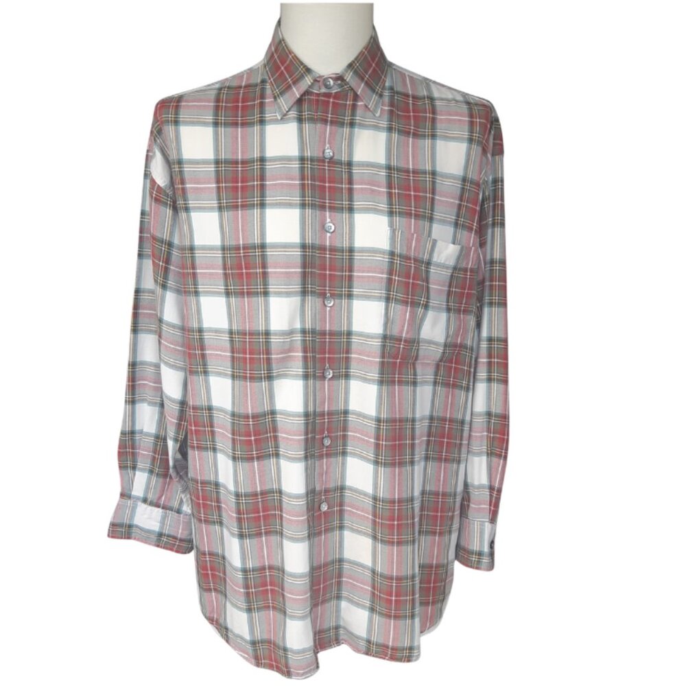 Viyella SZ M Men's Plaid Button Up Shirt, 80% Cotton/20% Wool
